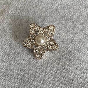 Sock Charm Pin or Gold Star Pearl Brooch